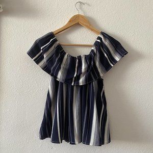 Off the Shoulder blue/white striped Blouse